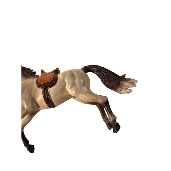 New Ray Horse Rearing Gray White Molded Brown Saddle Bridle 5x3" - Picture 6 of 16